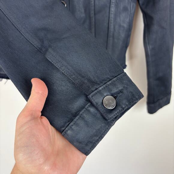 J Brand Slim Denim Jacket Medium Faith Dark Wash Coated Denim JB000897 - Picture 8 of 13